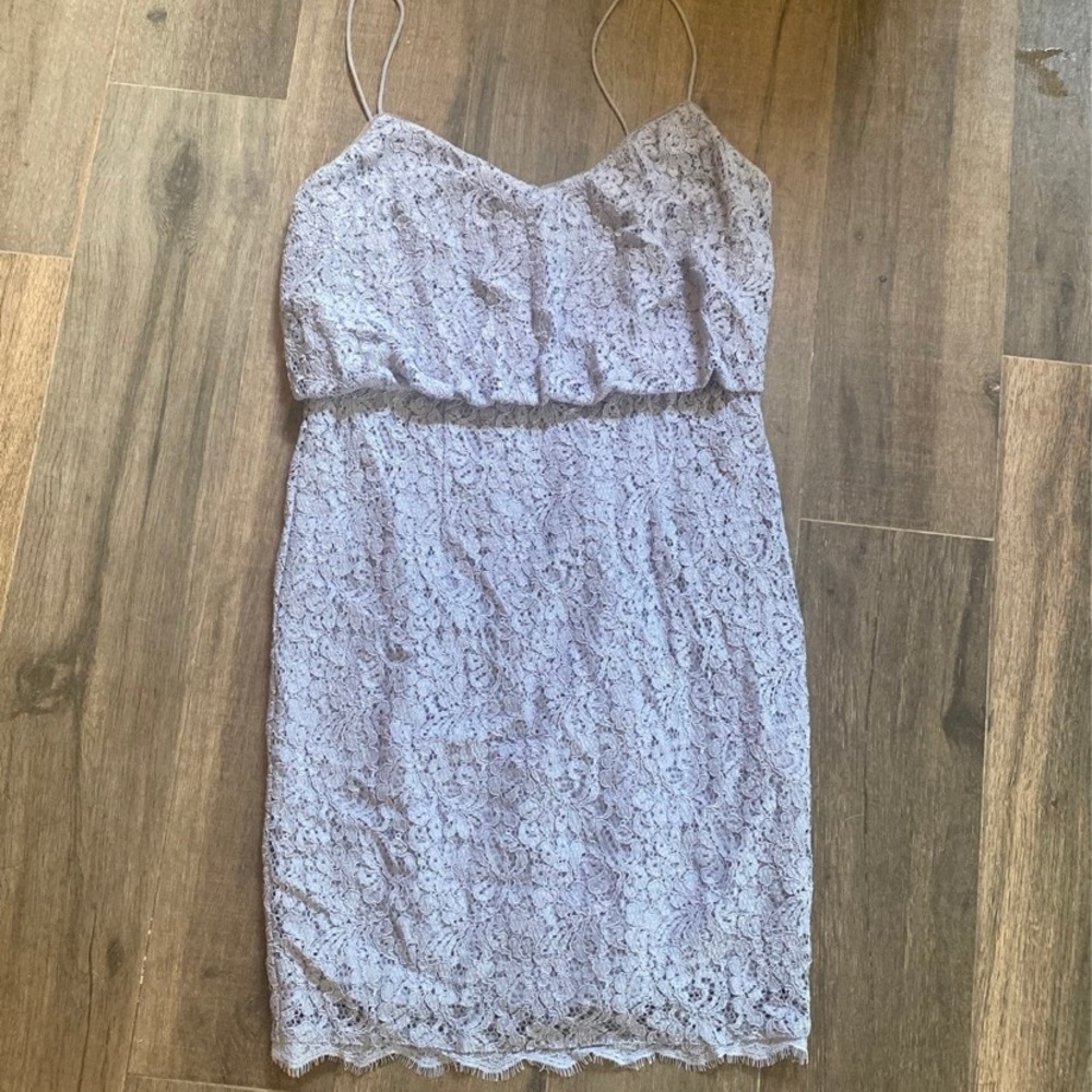 adrianna papell gray lace dress size 4
